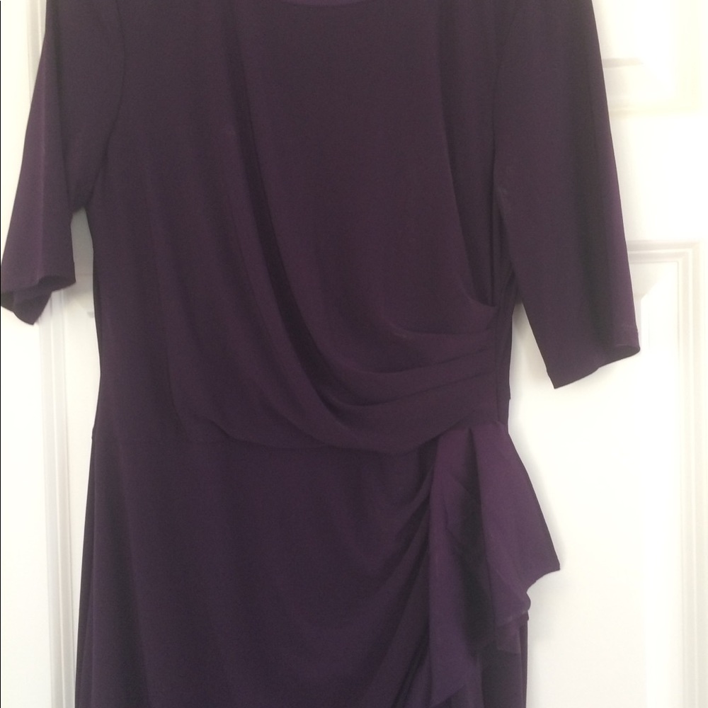 Chaps special occasion faux wrap dress aubergine - Picture 5 of 7